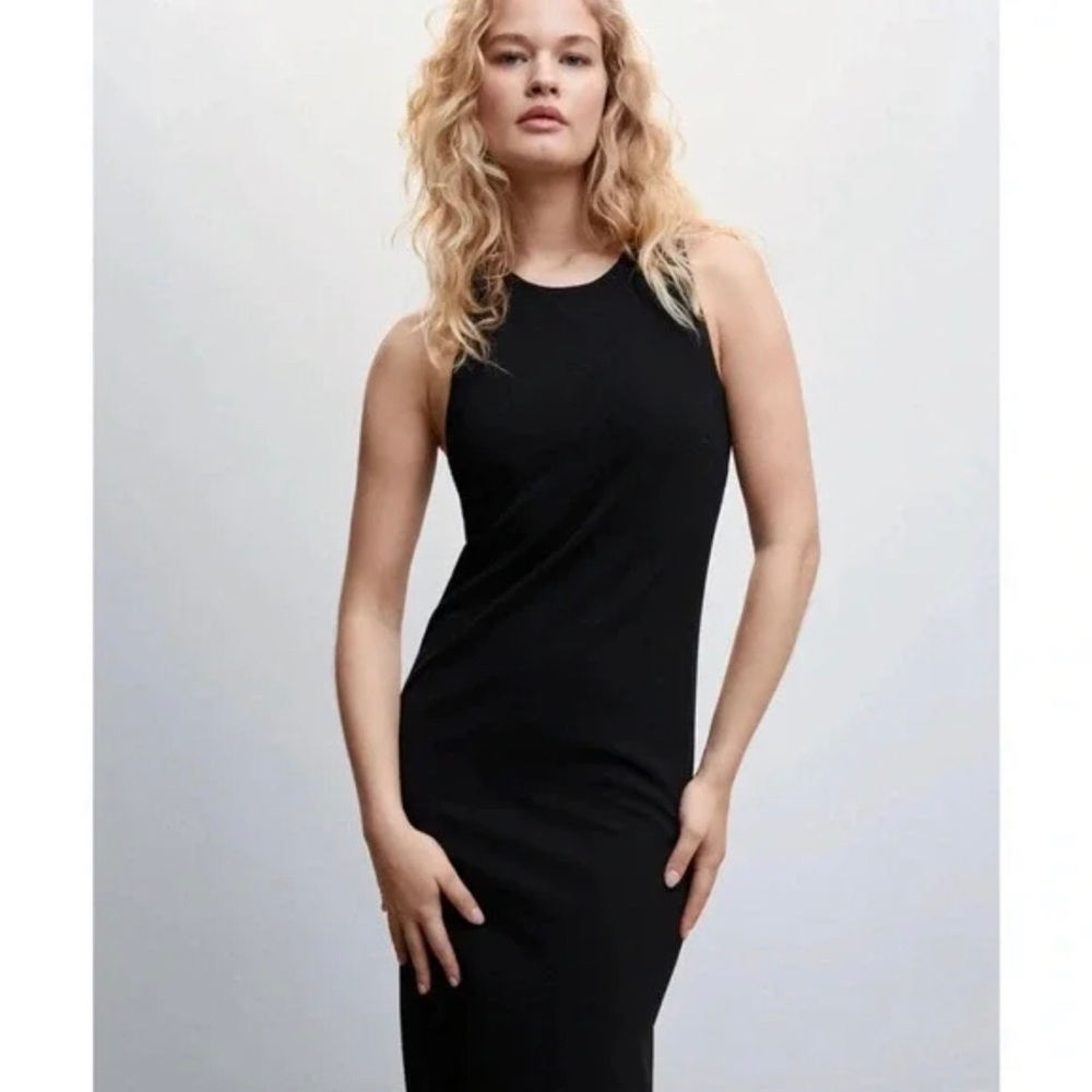 WILFRED FREE Midi Tank Dress Stretchy Black Bodycon Knit